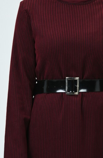 Robe à Rayures Avec Ceinture  81756-05 Plum 81756-05