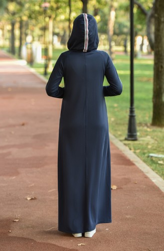 Dunkelblau Hijab Kleider 8081-02