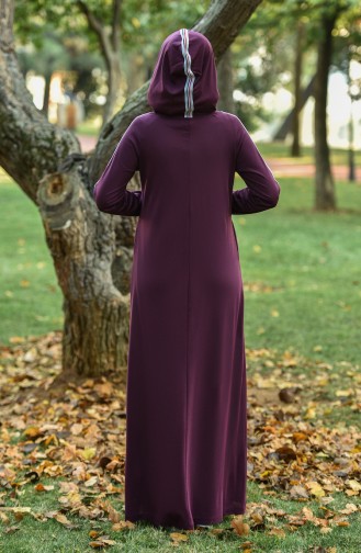 Dunkel-Zwetschge Hijab Kleider 8081-03