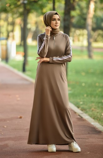 Dark Mink Hijab Dress 8081-06