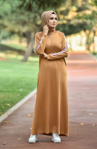 Senf Hijab Kleider 8081-07