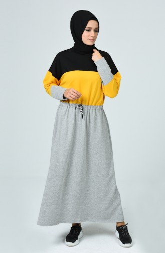 Grau Hijab Kleider 0782-04