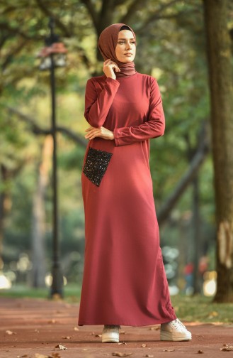 Claret Red Hijab Dress 0502-03