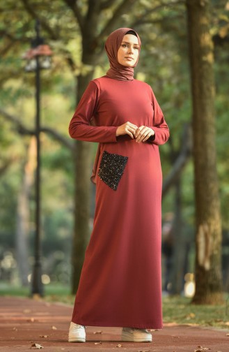 Claret Red Hijab Dress 0502-03