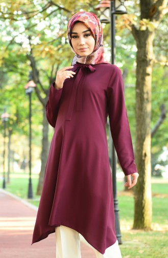 Tunique Asymétrique Col Cravate 10145-03 Cerise 10145-03