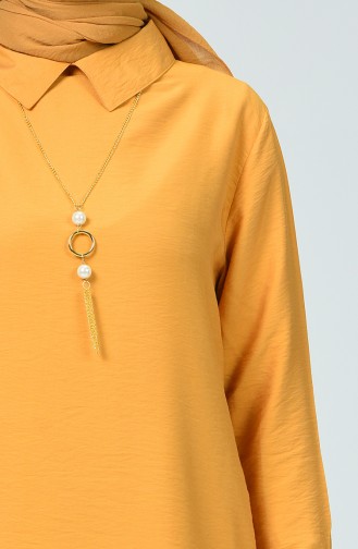 Aerobin Fabric Tunic With Necklace Mustard 5019-01