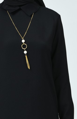 Aerobin Fabric Tunic With Necklace Black 5019-02