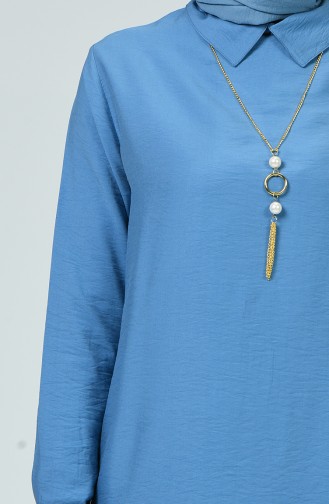 Aerobin Fabric Tunic With Necklace Indigo 5019-03