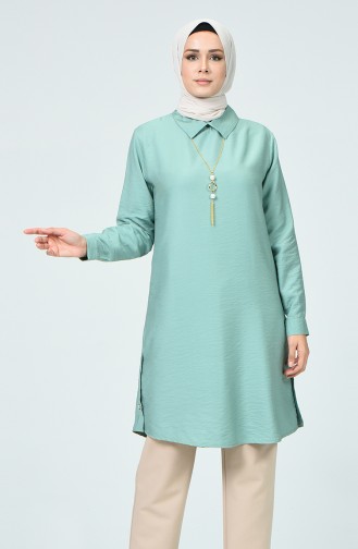 Aerobin Fabric Tunic With Necklace Almond green 5019-06