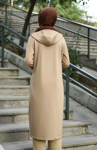 Abaya Sport à Capuche 8060-01 Beige 8060-01