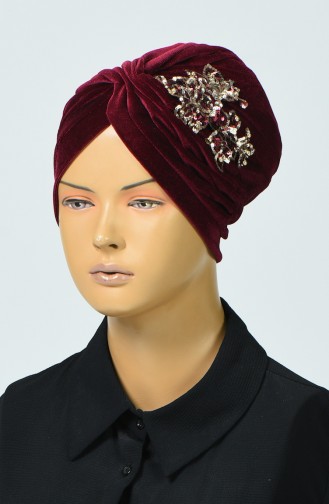 Velvet Sequin Vera Bonnet Bordeaux 0039-10