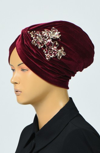 Velvet Sequin Vera Bonnet Bordeaux 0039-10