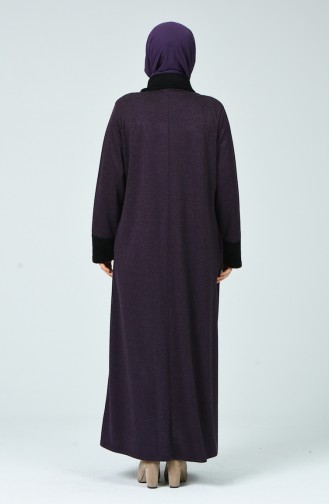 Abaya İmprimée de Pierre Grande Taille 8036-04 Pourpre 8036-04