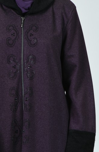 Abaya İmprimée de Pierre Grande Taille 8036-04 Pourpre 8036-04