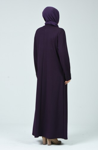 Abaya Perlé Grande Taille 8083-02 Pourpre 8083-02