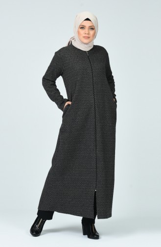 Big Size Patterned Winter Abaya Mink 3002A-03