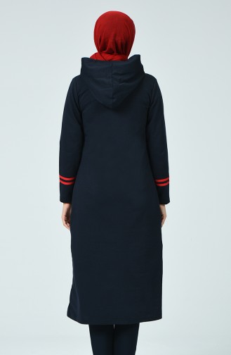 Abaya Sport à Fermeture 1401-02 Bleu Marine 1401-02