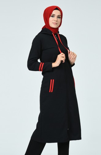 Abaya Sport à Fermeture 1401-03 Noir 1401-03