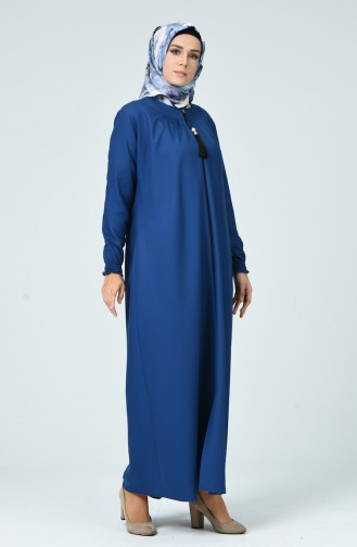 Abaya Avec Plis 2136-07 İndigo 2136-07