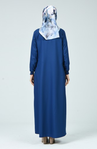 Abaya Avec Plis 2136-07 İndigo 2136-07