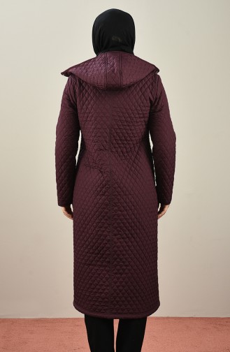 Plus Size Mid Length quilted Coat 1041-01 Dark Plum 1041-01