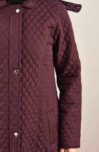 Plus Size Mid Length quilted Coat 1041-01 Dark Plum 1041-01