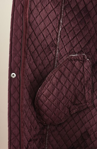 Plus Size Mid Length quilted Coat 1041-01 Dark Plum 1041-01