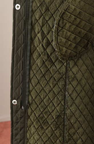 Plus Size Mid Length quilted Coat 1041-02 Khaki 1041-02