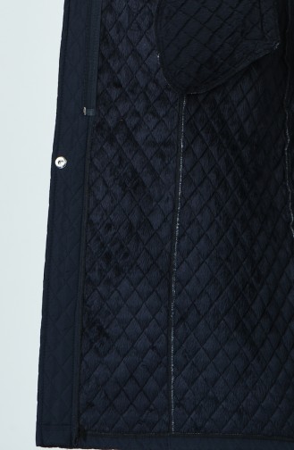 Plus Size Mid Length quilted Coat 1041-03 Navy Blue 1041-03