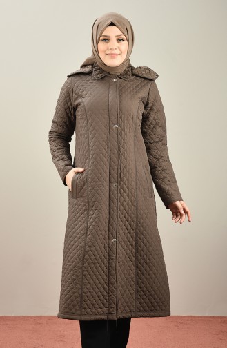 Manteau Matelassé Mi-Long Grande Taille 1041-04 Vison Foncé 1041-04