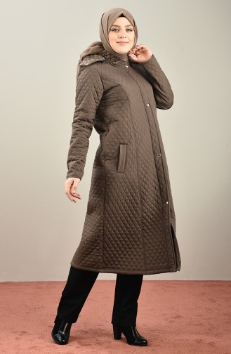 Manteau Matelassé Mi-Long Grande Taille 1041-04 Vison Foncé 1041-04