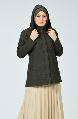 Manteau Matelassé à Motifs Grande Taille 1060-04 Khaki 1060-04