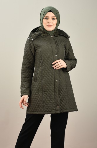 Manteau Doublé Grande Taille 1062-03 Khaki 1062-03