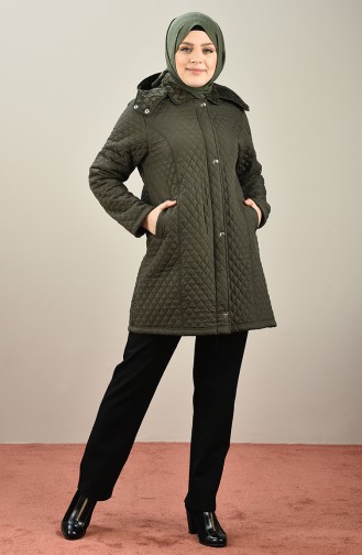 Manteau Doublé Grande Taille 1062-03 Khaki 1062-03