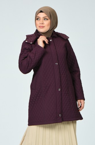 Plus Size Lined Coat 1062-05 Dark damson  1062-05