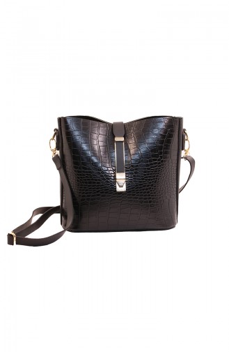  Sac à Bandoulière Croisé Pour Femme MYZ12-01 Noir Croco 12-01