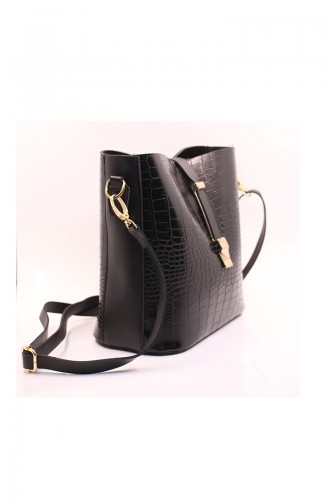  Sac à Bandoulière Croisé Pour Femme MYZ12-01 Noir Croco 12-01