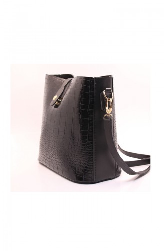  Sac à Bandoulière Croisé Pour Femme MYZ12-01 Noir Croco 12-01