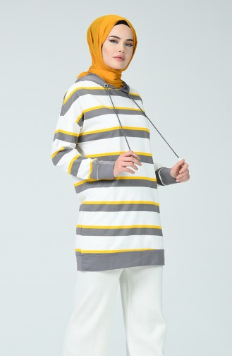 Striped Sweatshirt Ecru Gray 0792-01