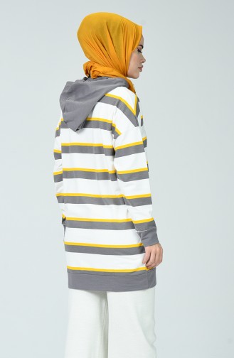 Striped Sweatshirt Ecru Gray 0792-01