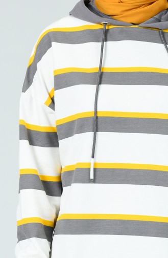 Striped Sweatshirt Ecru Gray 0792-01