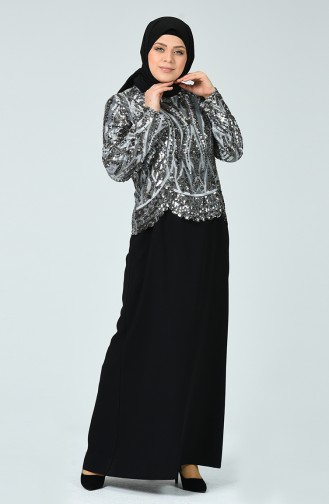 Black Hijab Evening Dress 6292-01