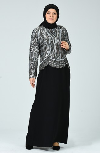 Black Hijab Evening Dress 6292-01