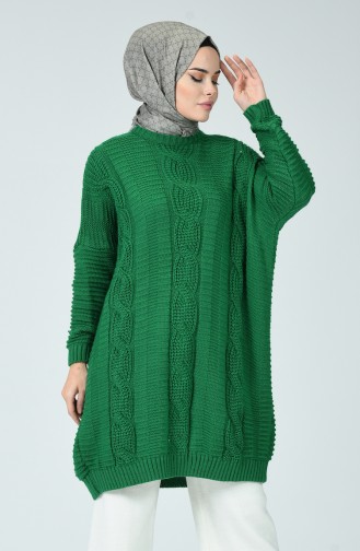 Tricot Knit Patterned Tunic Emerald Green 1926-11
