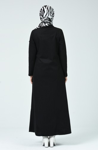Samt Hijab-Mantel mit Reissverschluss 0022-01 Schwarz 0022-01