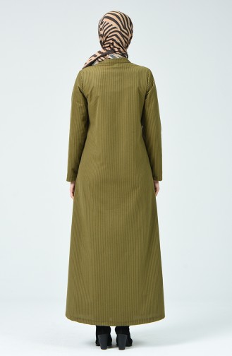 Samt Hijab-Mantel mit Reissverschluss 0022-02 Khaki 0022-02