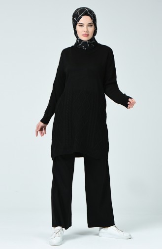 Bat Sleeve Sweater Trousers Double Suit 7094-04 Black 7094-04