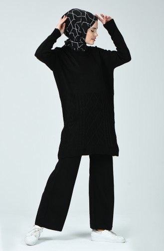 Bat Sleeve Sweater Trousers Double Suit 7094-04 Black 7094-04