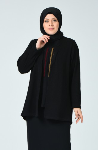 Ensemble Deux Pieces Blouse Veste Grande Taille 5068-04 Noir 5068-04