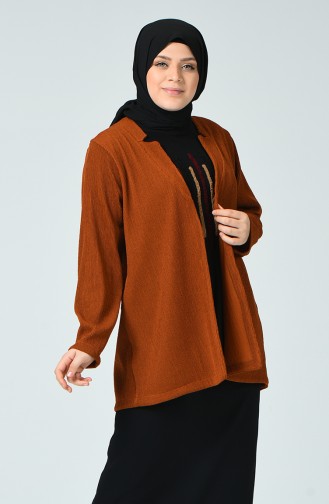 Ensemble Deux Pieces Blouse Veste Grande Taille 5068-05 Tabac 5068-05